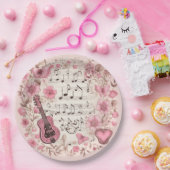 音楽ノートと花エレガント ペーパープレート (パーティー)