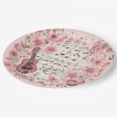 音楽ノートと花エレガント ペーパープレート (アングル)