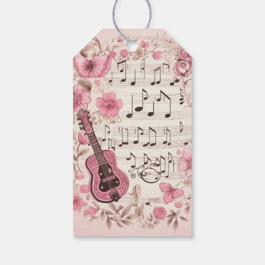 音楽ノートと花レトロスタイルあなたのためだけに ギフトタグ (裏面)