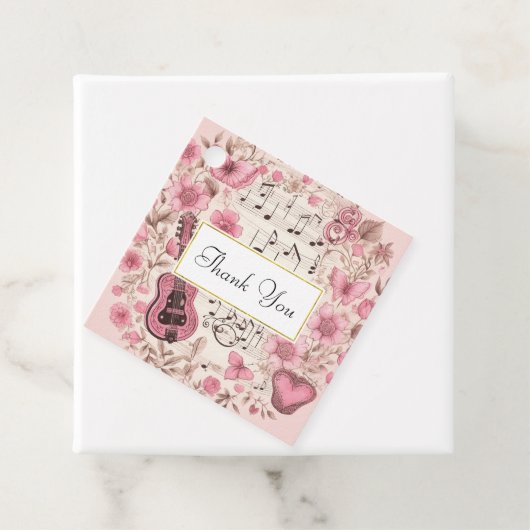 音楽ノートと花レトロスタイルありがとう フェイバータグ (インサイチュ)