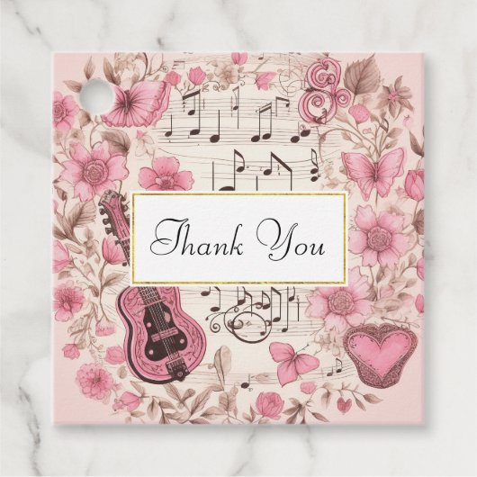 音楽ノートと花レトロスタイルありがとう フェイバータグ (正面)