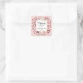 音楽ノートと花レトロスタイルキッチン スクエアシール (バッグ)