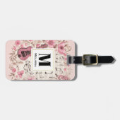 音楽ノートと花レトロスタイルモノグラム ラゲッジタグ (正面横)