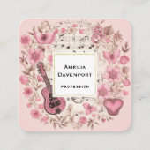 音楽ノートと花レトロスタイル スクエア名刺 (正面)