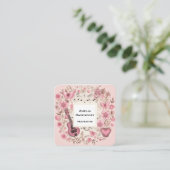 音楽ノートと花レトロスタイル スクエア名刺 (スタンド正面)