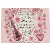 音楽ノートと花レトロスタイル ラージペーパーバッグ (裏面)