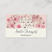 音楽ノートと花レトロスタイル 名刺 (正面)