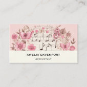 音楽ノートと花レトロスタイル 名刺 (正面)