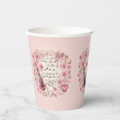 音楽ノートと花レトロスタイル 紙コップ (正面)