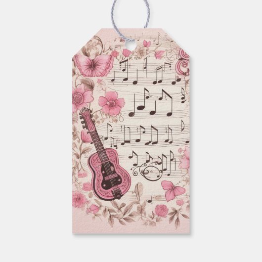 音楽ノートと花レトロパーティーありがとう ギフトタグ (裏面)