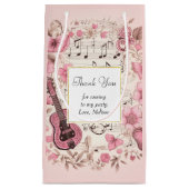 音楽ノートと花レトロパーティーありがとう スモールペーパーバッグ (正面)