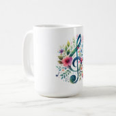 音楽ノートと花 コーヒーマグカップ (正面左)