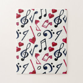 音楽ノートと記号ブラック&ホワイト ジグソーパズル