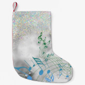 音楽ノートと輝フェイクき スモールクリスマスストッキング (正面)