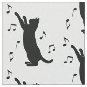 音楽ノートと遊んでいる猫 ファブリック (クローズアップ)