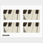 音楽ノートと鍵_ 長方形シール (シート)