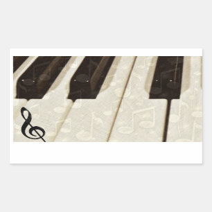 音楽ノートと鍵_ 長方形シール
