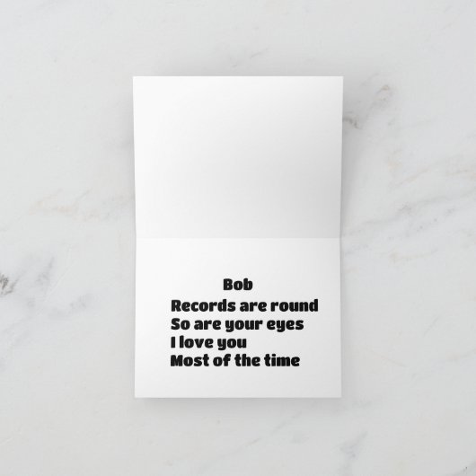 音楽ノートに囲まれたトップビューレコード カード (内部)