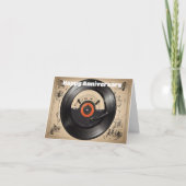 音楽ノートに囲まれたトップビューレコード カード (正面)