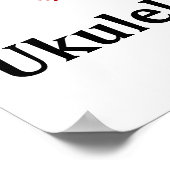 音楽ノートのウクレレ赤いハートが大好き ポスター (角)