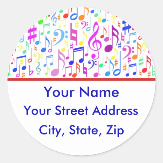 音楽ノートのカスタマイズ可能なシール ラウンドシール (正面)