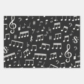 音楽ノートのパターン（白黒） ラッピングペーパーシート (正面2)