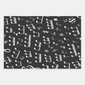 音楽ノートのパターン（白黒） ラッピングペーパーシート (正面)