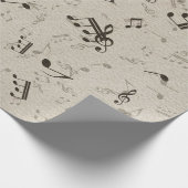 音楽ノートのパターン（白黒） ラッピングペーパー (角)