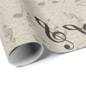 音楽ノートのパターン（白黒） ラッピングペーパー (ロールコーナー)