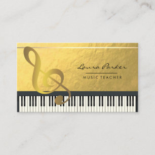 音楽ノートのピアノキーボードのミュージシャンの金ゴールドホイル 名刺