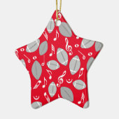 音楽ノートのフットボール セラミックオーナメント (左)