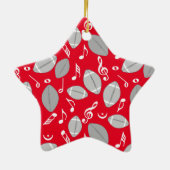 音楽ノートのフットボール セラミックオーナメント (裏面)