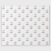 音楽ノートのフルート赤いハートが大好き ラッピングペーパー (フラット)