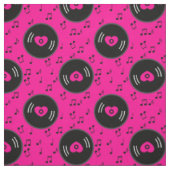 音楽ノートのレコードハートピンク ファブリック (見本)