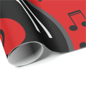 音楽ノートのレコードハート赤 ラッピングペーパー (ロールコーナー)