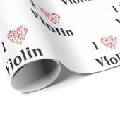 音楽ノートのヴァイオリン赤いハートが大好き ラッピングペーパー (ロールコーナー)