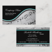 音楽ノートの名刺の~のティール(緑がかった色) 名刺 (正面/裏面)