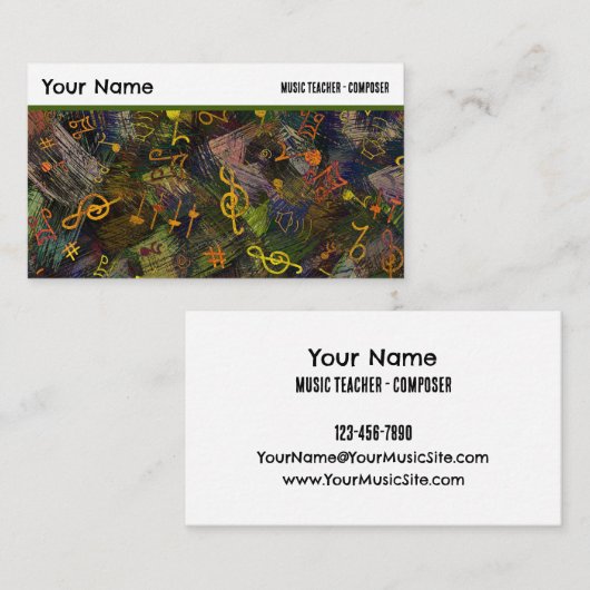 音楽ノートの抽象芸術背景プロフェッショナル 名刺 (正面/裏面)