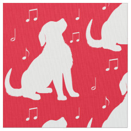 音楽ノートを持つゴールデン・リトリーバーの子犬 ファブリック