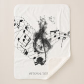 音楽ノートエレガントの白黒 シェルパブランケット (正面)