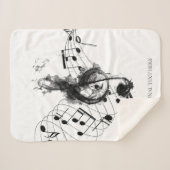 音楽ノートエレガントの白黒 シェルパブランケット (正面(横))