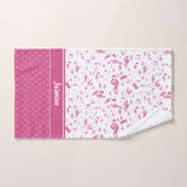 音楽ノートカスタムとハートパターンピンク バスタオルセット (ハンドタオル)