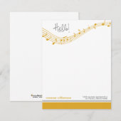 音楽ノートカスタムフラットノートカード(金ゴールド) (正面/裏面)