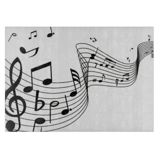 音楽ノートカッコいいグラス カッティングボード (正面)