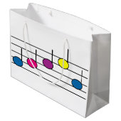 音楽ノートカラフルかわいらし ラージペーパーバッグ (裏面アングル)