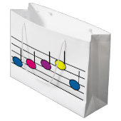 音楽ノートカラフルかわいらし ラージペーパーバッグ (正面アングル)