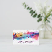 音楽ノートカラフルの水彩 名刺 (スタンド正面)