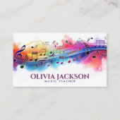 音楽ノートカラフルの水彩 名刺 (正面)