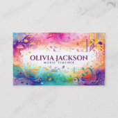 音楽ノートカラフルの水彩 名刺 (正面)
