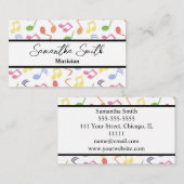 音楽ノートカラフルミュージシャン音楽先生 名刺 (正面/裏面)